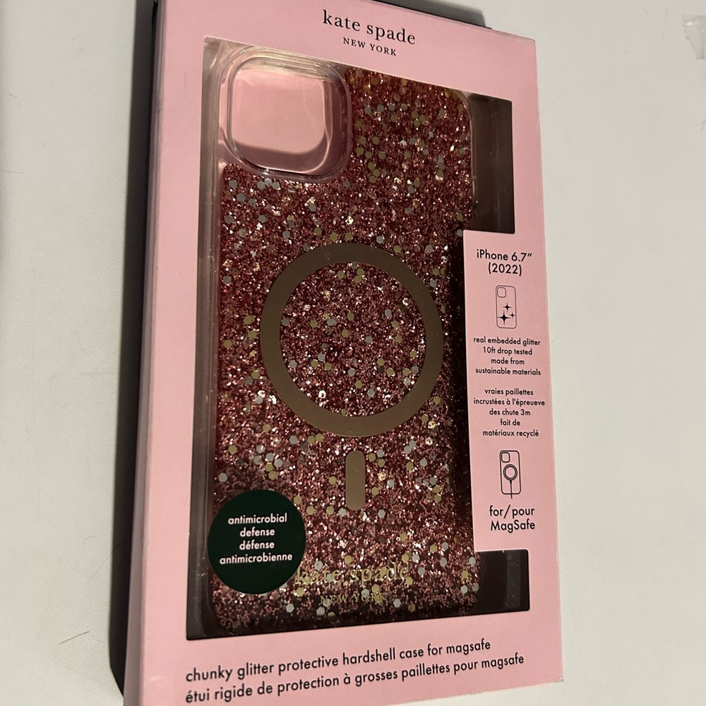 Kate Spade Pink Glitter iPhone 14 Plus 6.7" Case